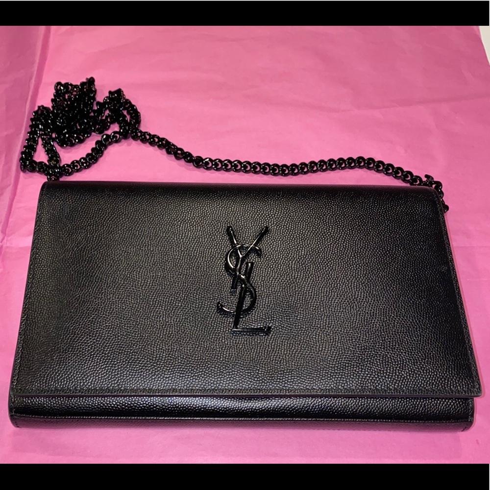 AUTHENTIC Saint Laurent Large Kate Woc- Black